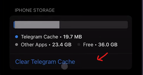 Clear cache option in Telegram iOS app