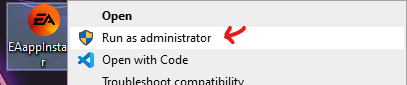 Run installer as admin