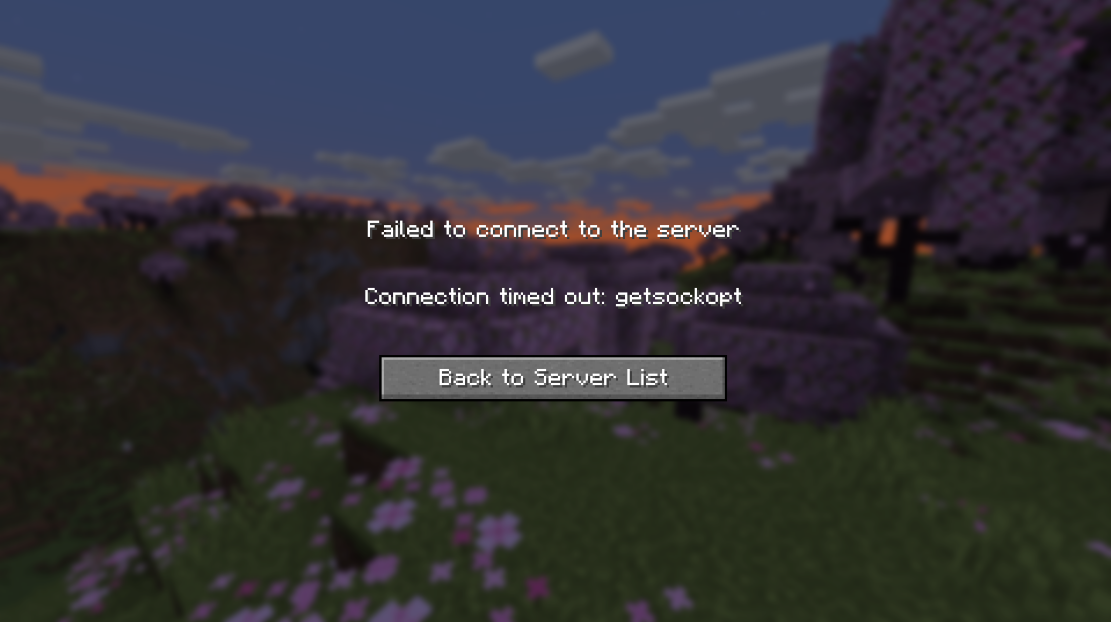 Minecraft GETSOCKOPT Error