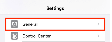 iOS General Settings screen
