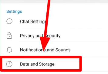 Telegram Data and Storage settings on Android