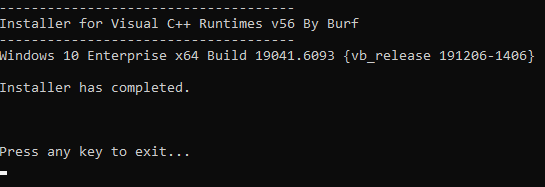 Runtime installation complete