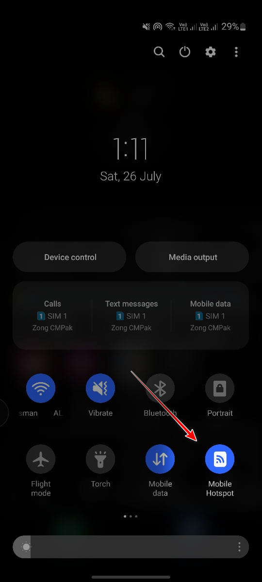 Enable mobile hotspot