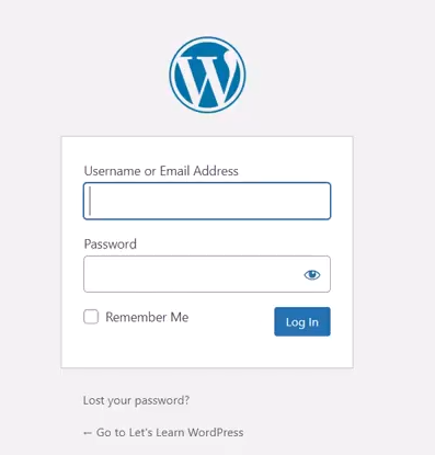 WordPress login screen