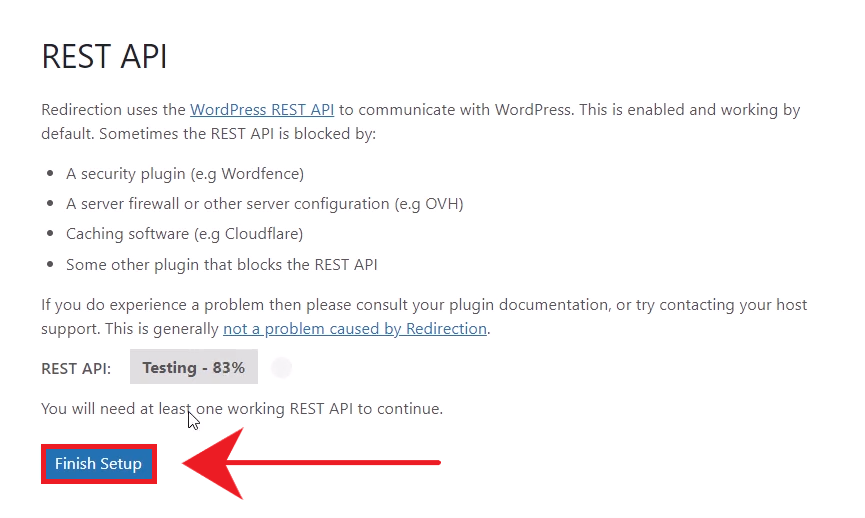 Redirection plugin setup