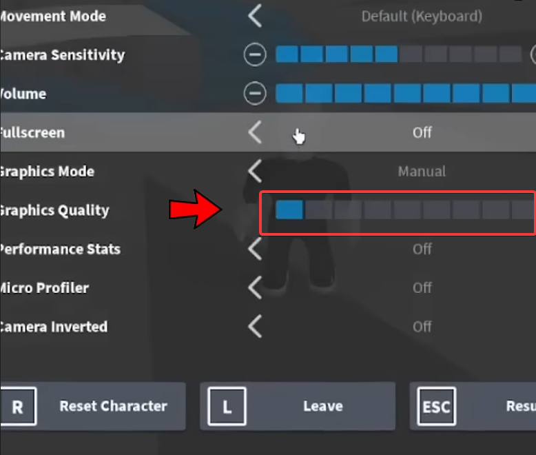 Roblox graphics settings menu