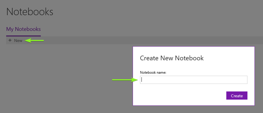 Web notebook creation screenshot