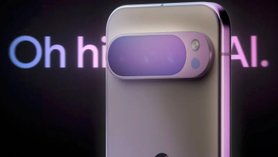 An image saying "Oh hi, AI" with the Pixel 9 in front.