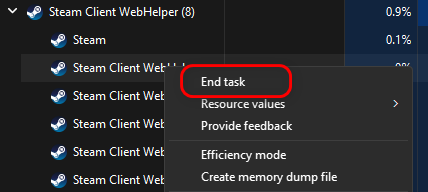 End Steam background tasks