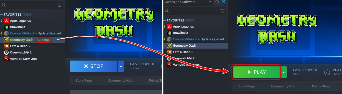 Geometry Dash crash on Steam