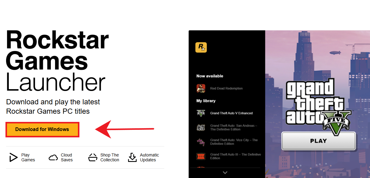 Download button for Rockstar Games Launcher