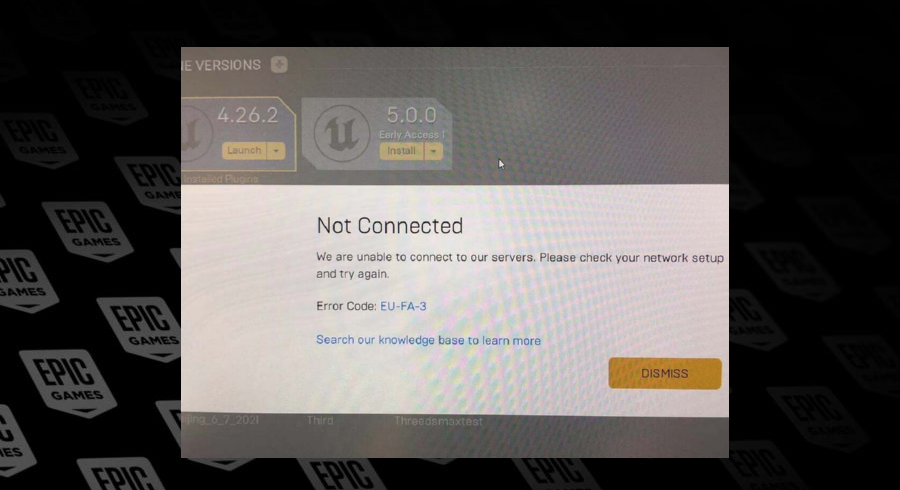 Epic Games EU-FA-3 error