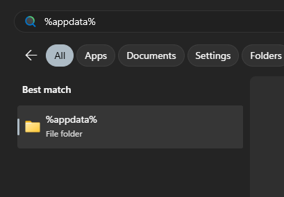 Opening AppData folder in Windows