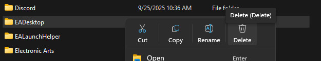 Delete EA Desktop folders