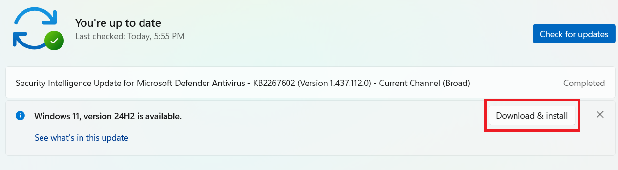 Download and install Windows updates