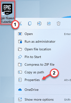 Open Epic Games Launcher properties