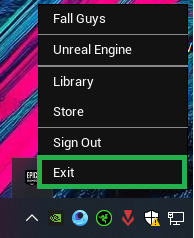 Exit Epic Games Launcher from the system tray