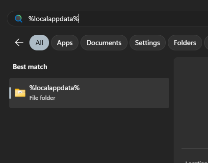 Opening LocalAppData folder in Windows