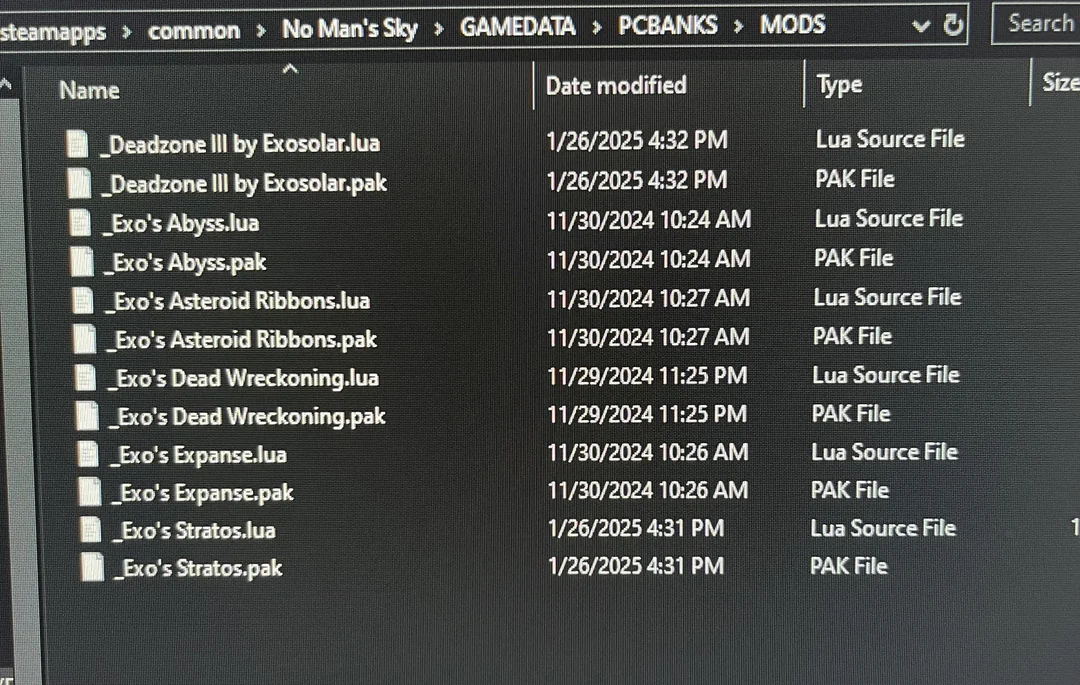 No Man's Sky mods folder