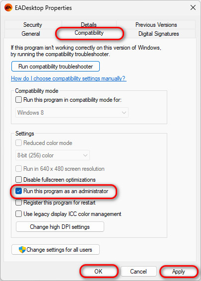 Run as administrator option