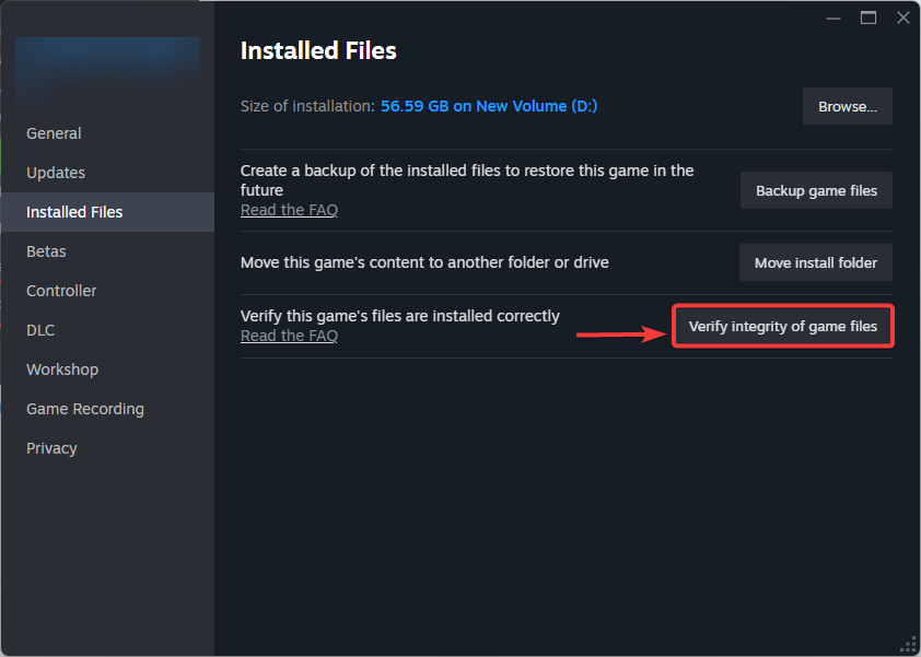 Verify integrity of Battlefield 6 game files in Steam