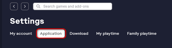 Application tab in EA App