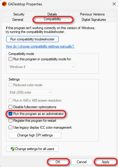 Run as administrator option