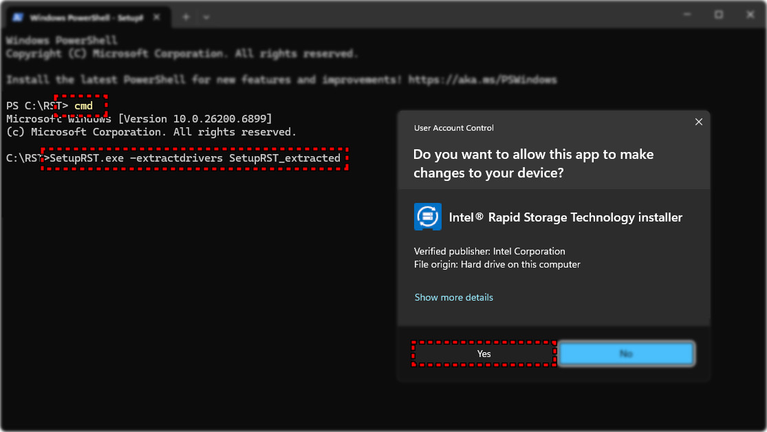 Extracting RST using command line