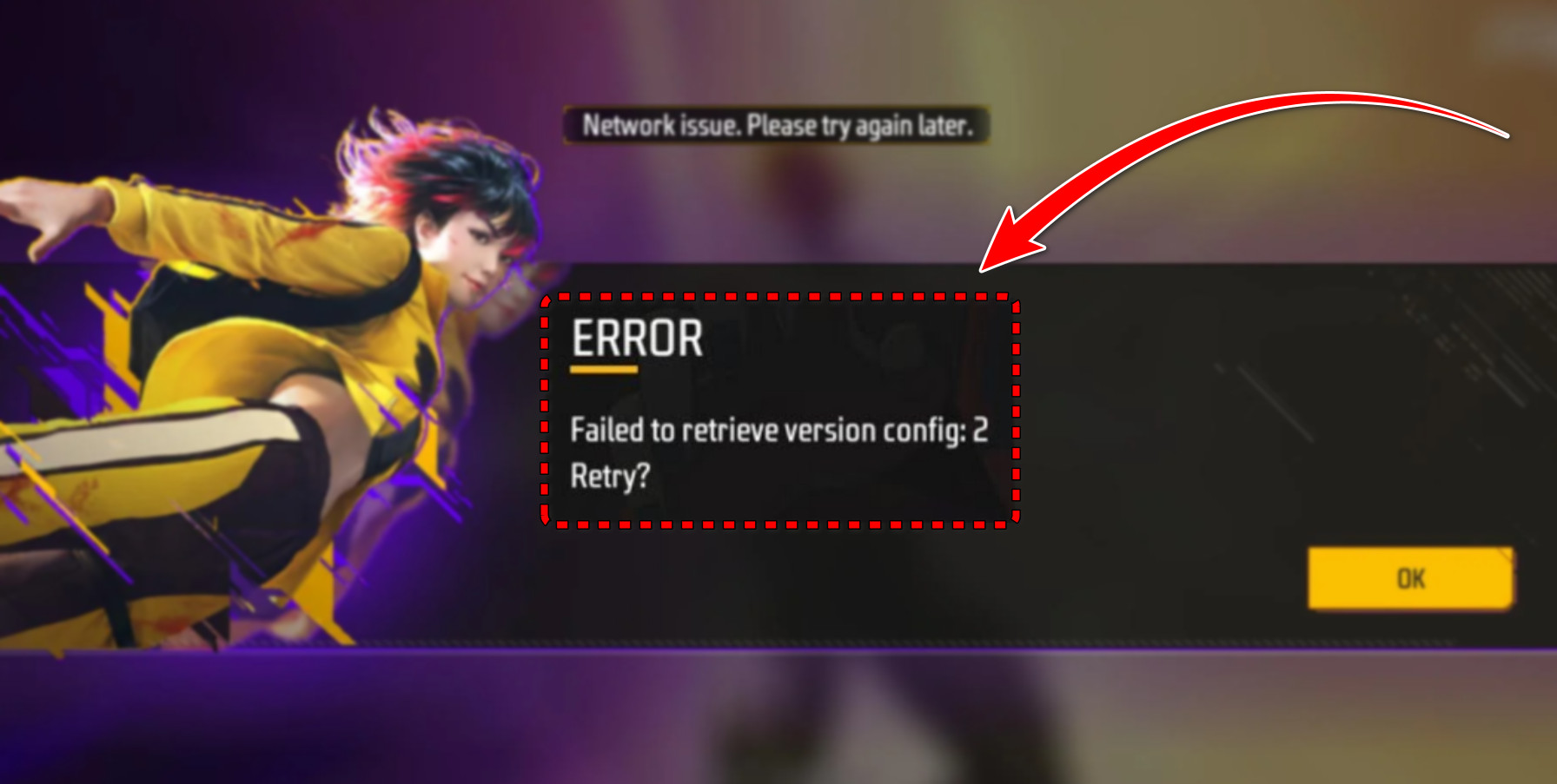 Failed to retrieve version error in Free Fire