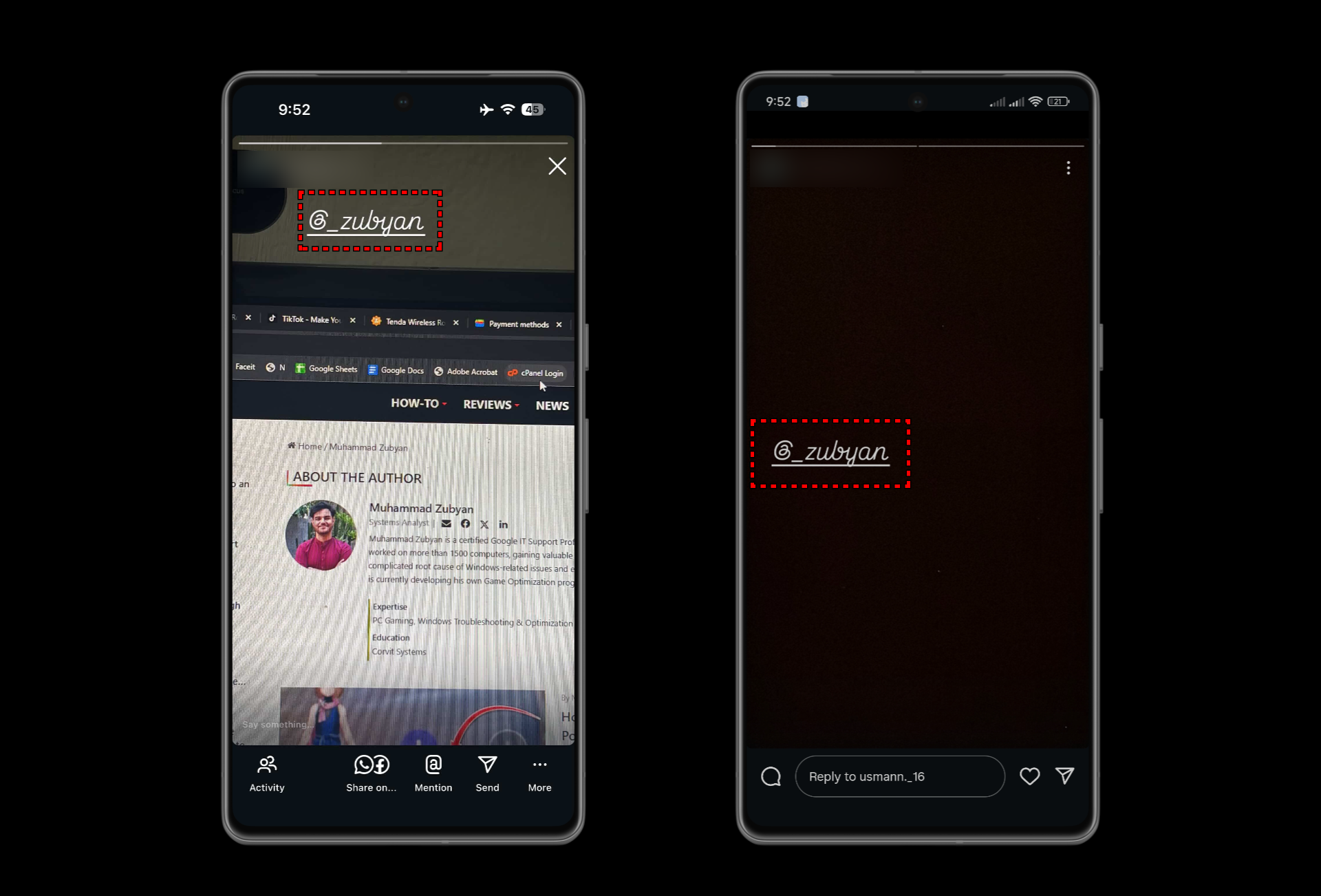 Instagram Story mention not working screenshot