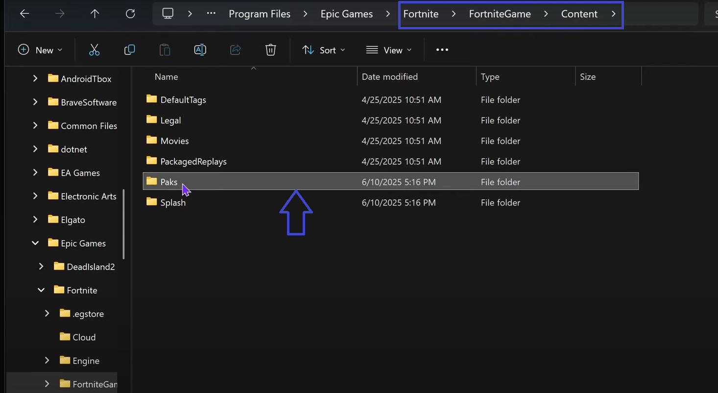Paks Folder Location