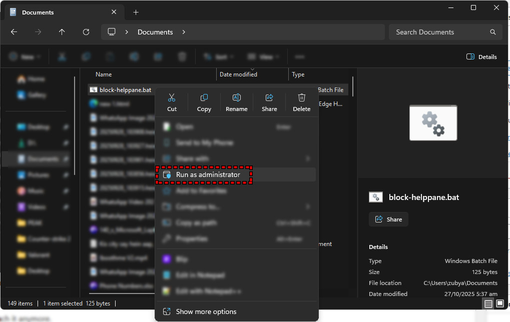 Run the Batch Script file as an administrator
