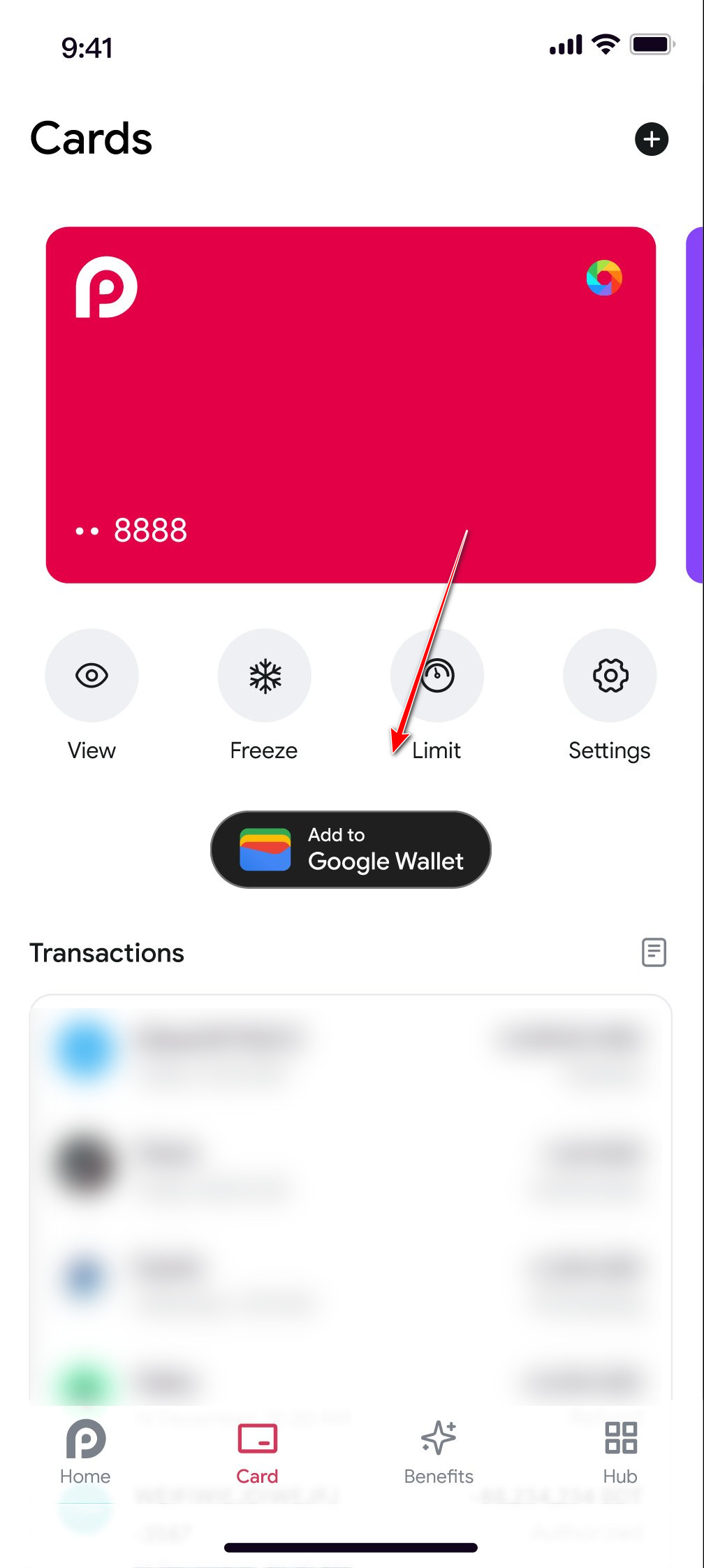 Bank app option to add card to Google Wallet