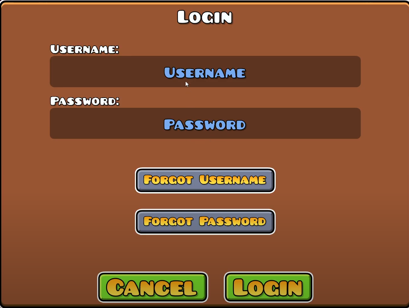 Geometry Dash login screen for re-authentication