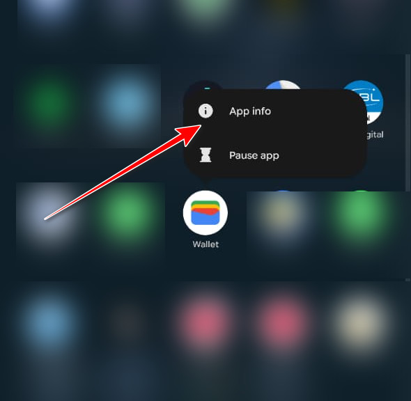 Open Google Wallet app info on Android
