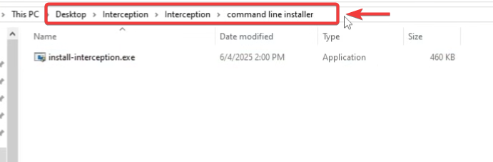 Locate install-interception.exe inside the Interception package
