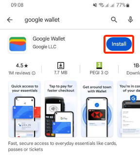 Install Google Wallet from the Play Store
