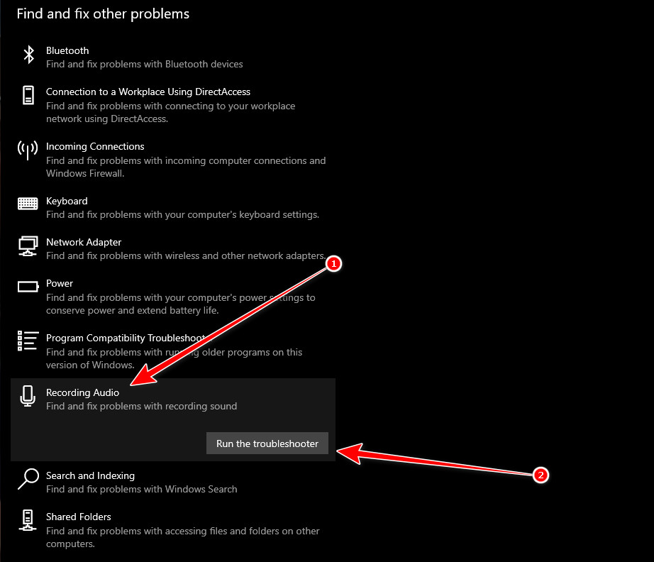 Recording audio troubleshooter