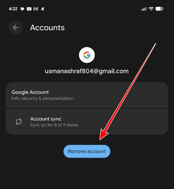 Remove Google account from Android device