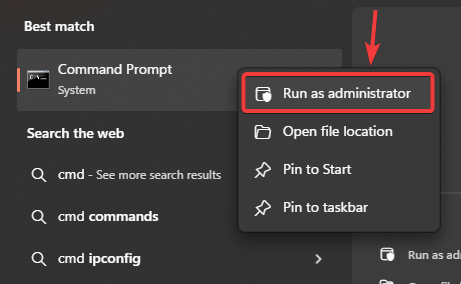 Run Command Prompt as administrator in Windows