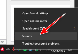 Windows sounds option