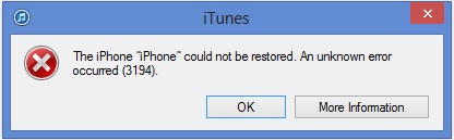 iTunes Error 3194