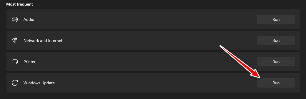 Run Windows Update troubleshooter
