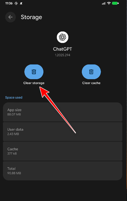 Clear ChatGPT storage/data