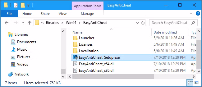 Opening EasyAntiCheat setup inside game folder