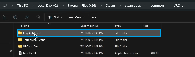 EasyAntiCheat folder inside game directory