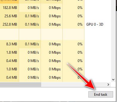 Ending background tasks in Task Manager to stop overlay and monitoring apps