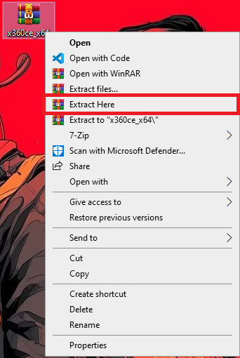 Extract x360ce zip file