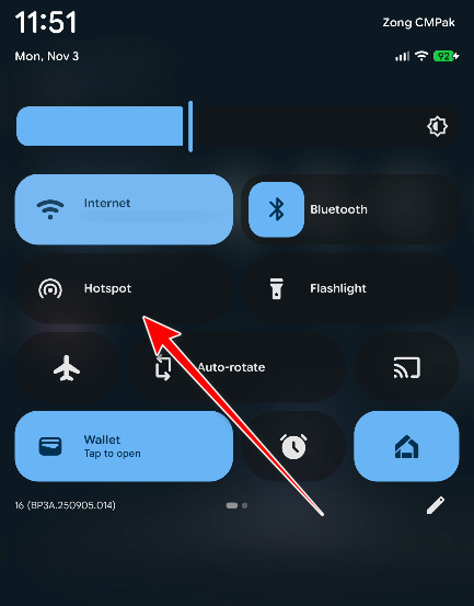 Turning on mobile hotspot to test NBA 2K connection