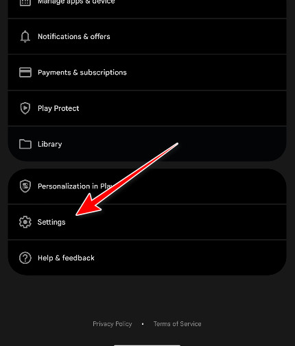 Open Play Store settings